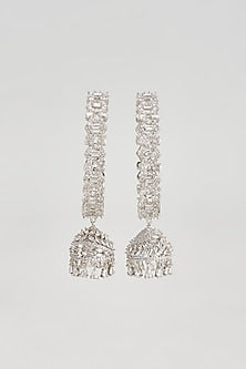 White Finish Zircon Bangles (Set of 2)