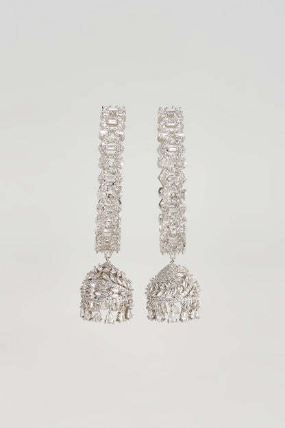 White Finish Zircon Bangles (Set of 2)