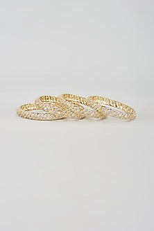 Gold Finish Zircon Bangles (Set of 4)