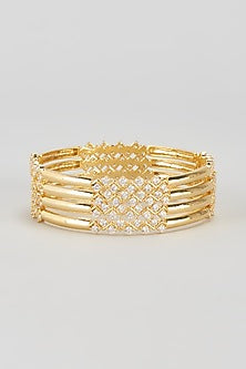 Gold Finish Zircon Bangles (Set of 4)