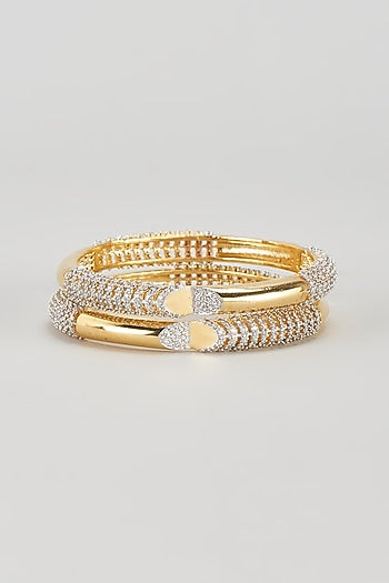Gold Finish Zircon Bangles (Set of 2)