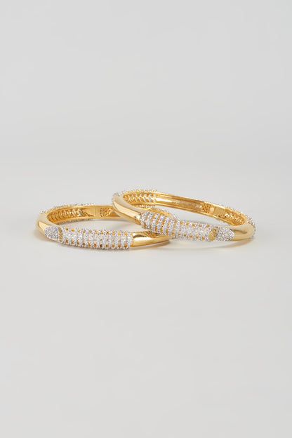 Gold Finish Zircon Bangles (Set of 2)
