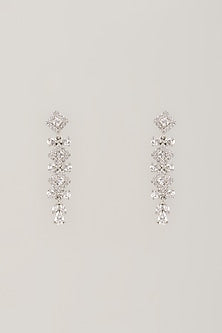 White Finish Synthetic Stone Dangler Earrings