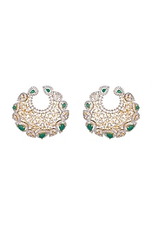 Gold Finish Faux Diamond & Stone Earrings