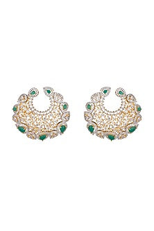 Gold Finish Faux Diamond & Stone Earrings