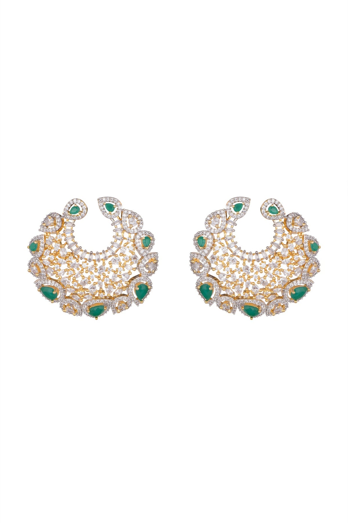 Gold Finish Faux Diamond & Stone Earrings