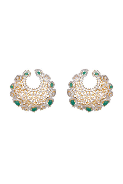 Gold Finish Faux Diamond & Stone Earrings