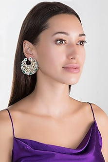 Gold Finish Faux Diamond & Stone Earrings