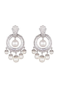 White Finish Faux Diamond Earrings