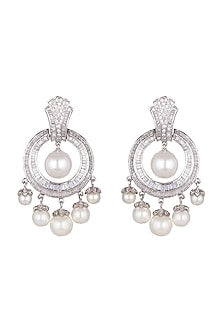 White Finish Faux Diamond Earrings