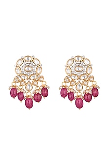 Gold Finish Faux Diamond & Kundan Earrings
