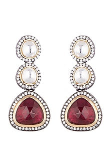 Black Rhodium Finish Faux Diamond & Stone Earrings