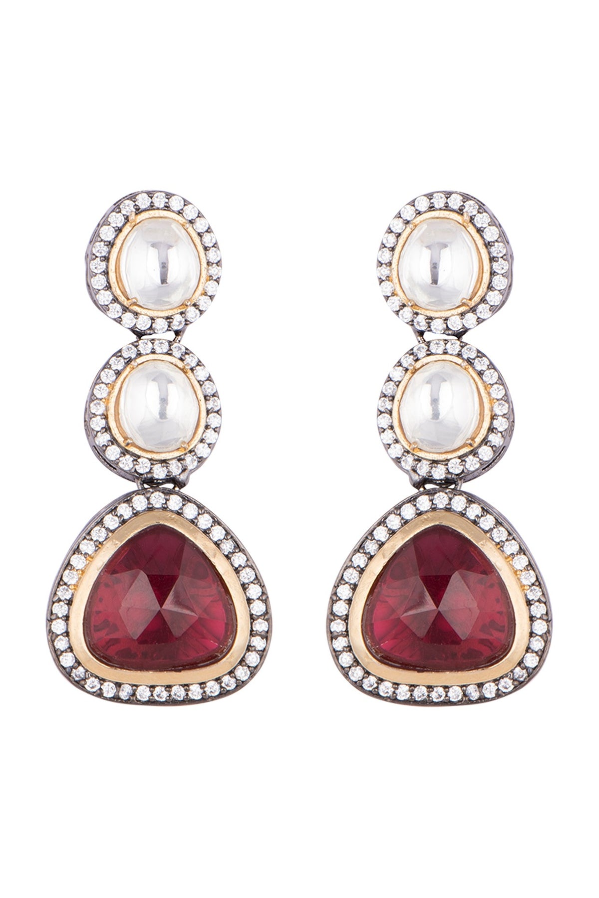 Black Rhodium Finish Faux Diamond & Stone Earrings
