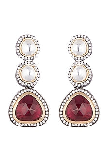 Black Rhodium Finish Faux Diamond & Stone Earrings