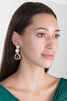 Black Rhodium Finish Faux Diamond & Stone Earrings