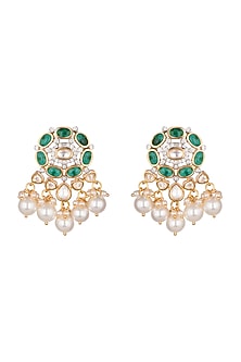 Gold Finish Kundan & Pearl Earrings