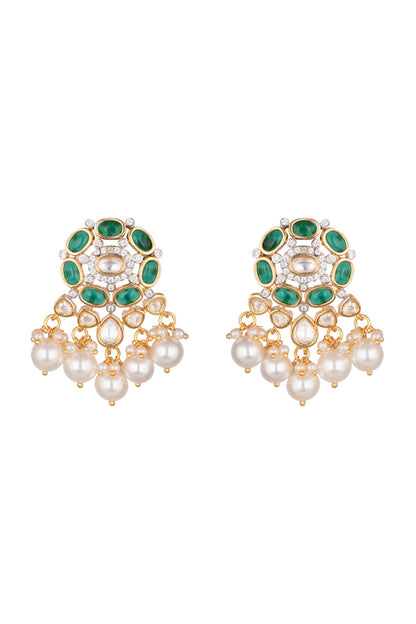 Gold Finish Kundan & Pearl Earrings