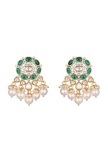 Gold Finish Kundan & Pearl Earrings