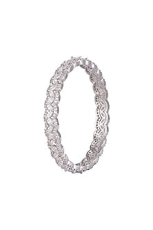White Finish Faux Diamond Bangles