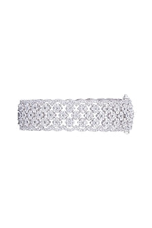 White Finish Faux Diamonds Openable Bangle