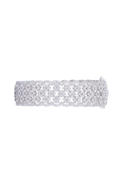 White Finish Faux Diamonds Openable Bangle