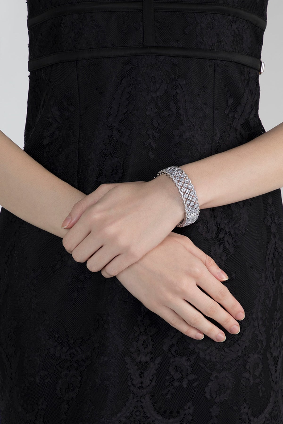 White Finish Faux Diamonds Openable Bangle