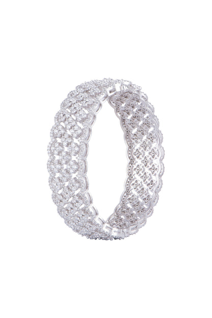White Finish Faux Diamonds Openable Bangle