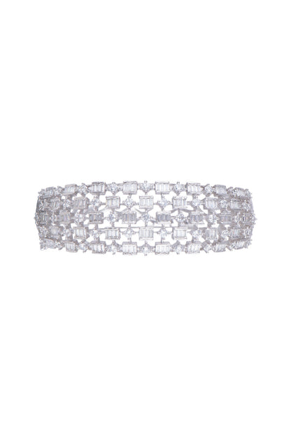 White Finish Faux Diamond Openable Kada Bracelet