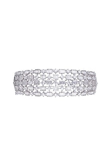 White Finish Faux Diamond Openable Kada Bracelet