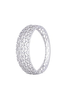 White Finish Faux Diamond Openable Kada Bracelet