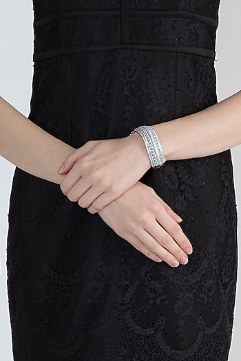 White Finish Diamond Openable Kada Bracelet