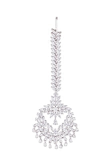 White Finish Faux Diamond Maang Tikka