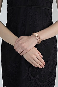 Rose Gold Finish Diamond Openable Kada Bracelet