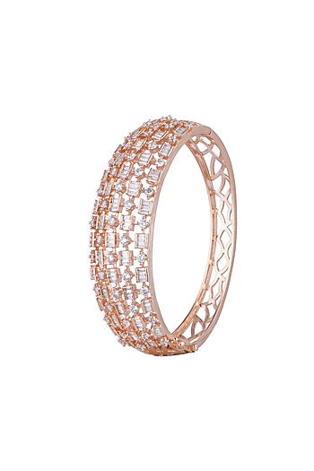 Rose Gold Finish Diamond Openable Kada Bracelet