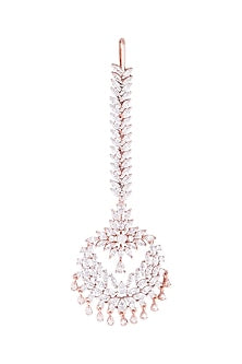 Rose Gold Finish Faux Diamond Maang Tikka