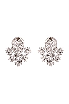 White Finish Diamond Earrings