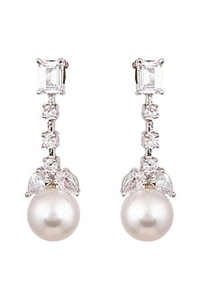 White Finish Pearl Earrings