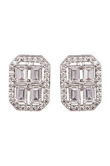 White Finish Daimond Stud Earrings