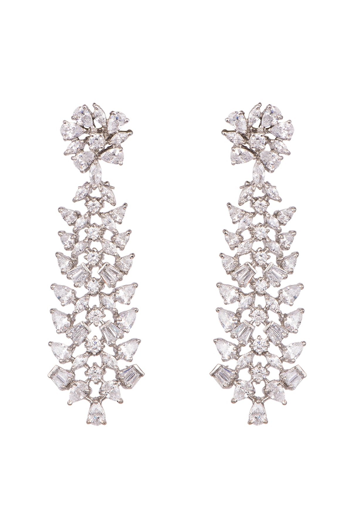 White Finish Faux Diamond Earrings