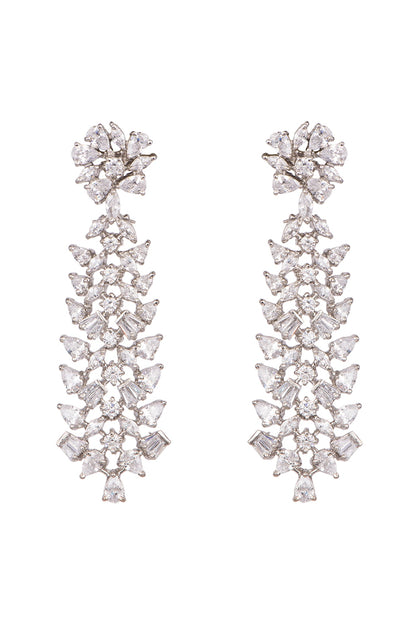 White Finish Faux Diamond Earrings
