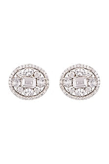 White Finish Stud Earrings
