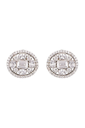 White Finish Stud Earrings