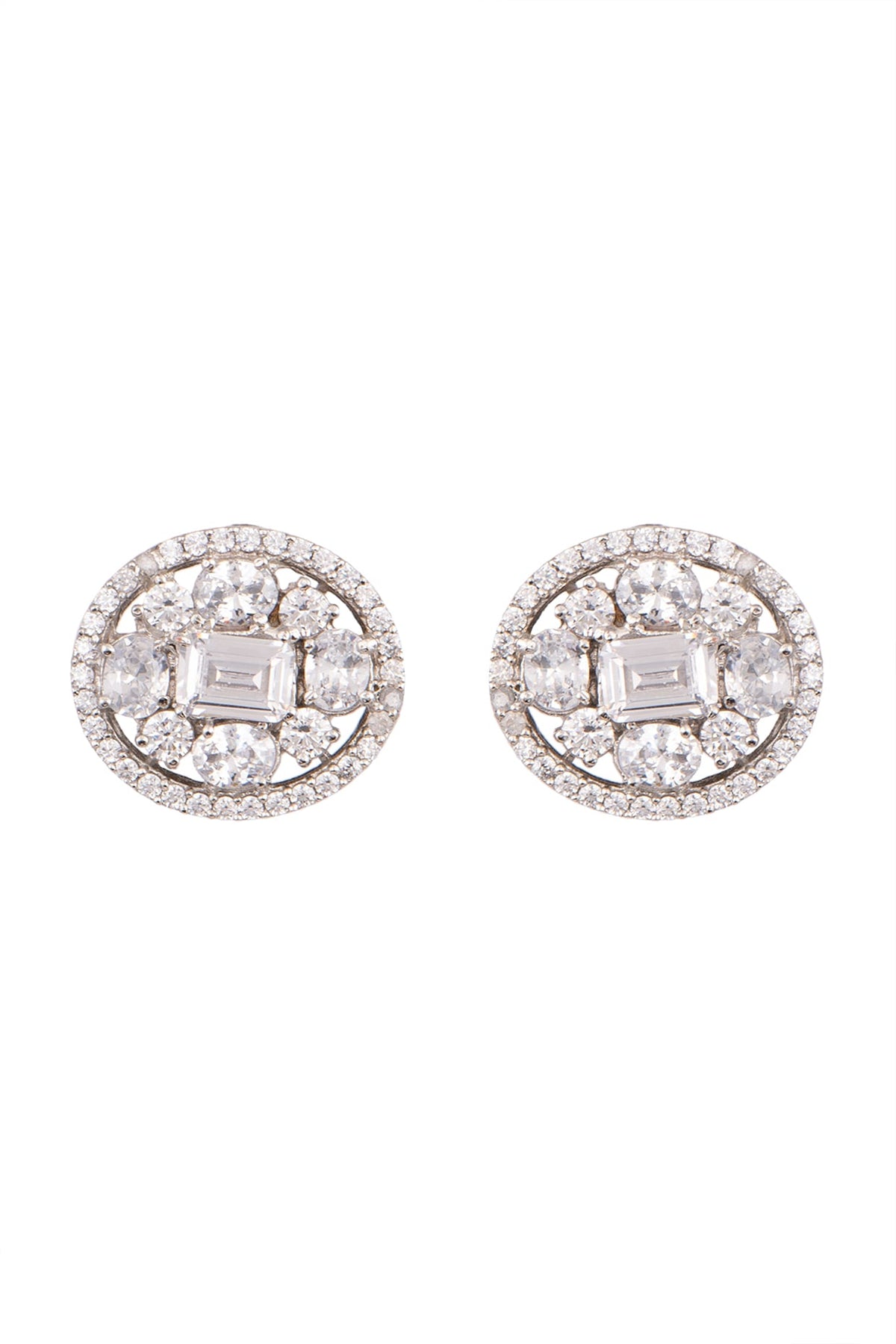 White Finish Stud Earrings