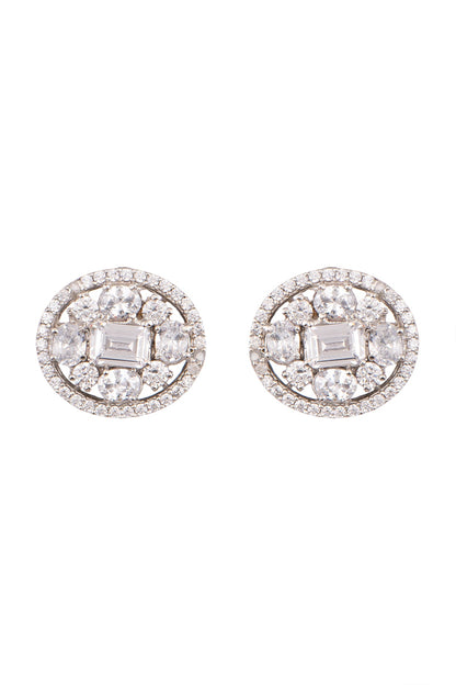 White Finish Stud Earrings