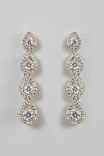 White Finish Necklace Set With Diamonds
