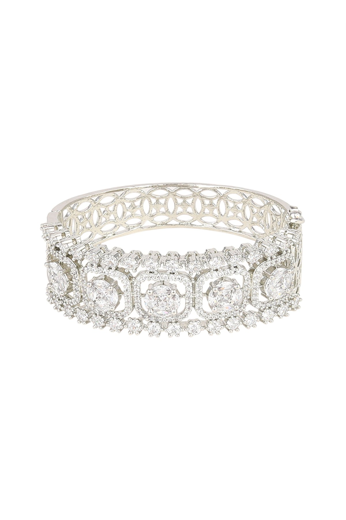 White Finish Diamond Openable Bracelet