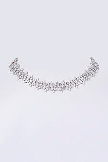 White Finish Zircon Choker Necklace Set