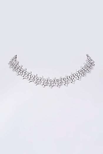 White Finish Zircon Choker Necklace Set
