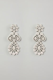 White Finish Faux Diamond Necklace Set