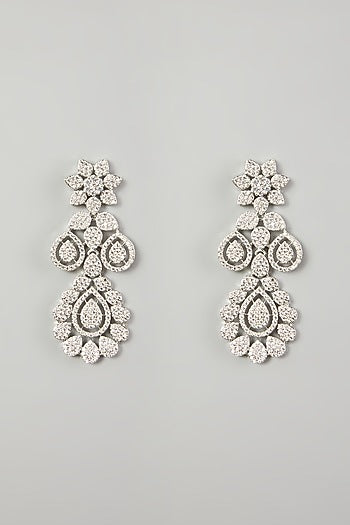 White Finish Faux Diamond Necklace Set